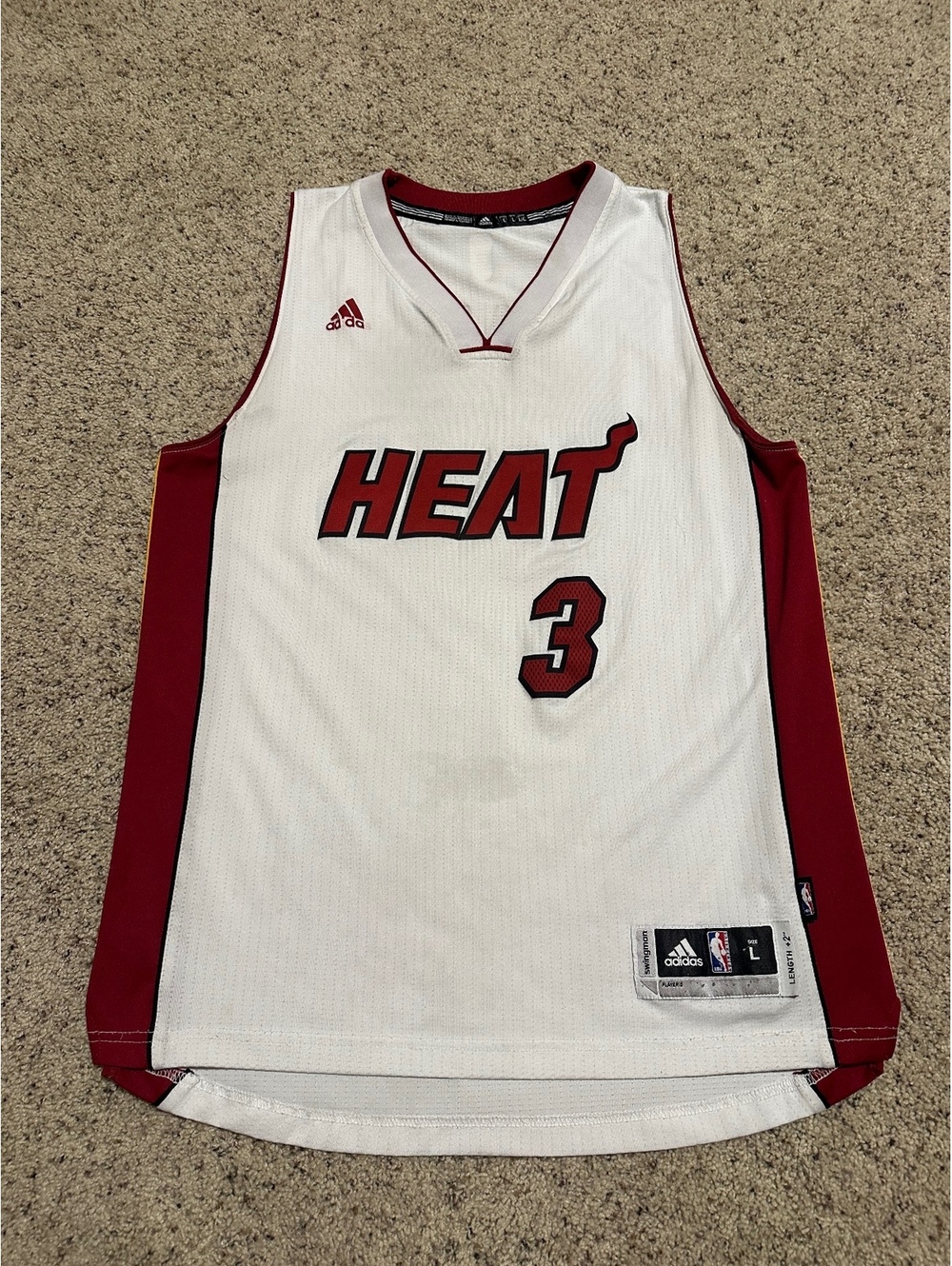 Adidas Miami Heat Dwyane Wade #3 Basketball Jersey Large